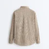 Chemise à col montant en coton mélangé à carreaux