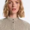Chemise à col montant en coton mélangé à carreaux