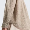 Chemise à col montant en coton mélangé à carreaux
