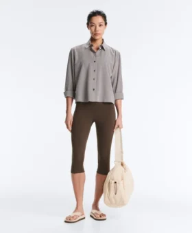 Chemise courte en mélange de lyocell à carreaux vichy