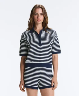 Chemise en maille rayée 100 % coton