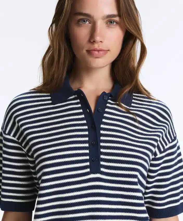 Chemise en maille rayée 100 % coton Chemise en maille rayée 100 % coton