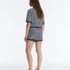 Shorts en maille rayée avec ceinture 100 % coton
