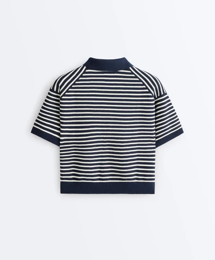 Chemise en maille rayée 100 % coton Chemise en maille rayée 100 % coton
