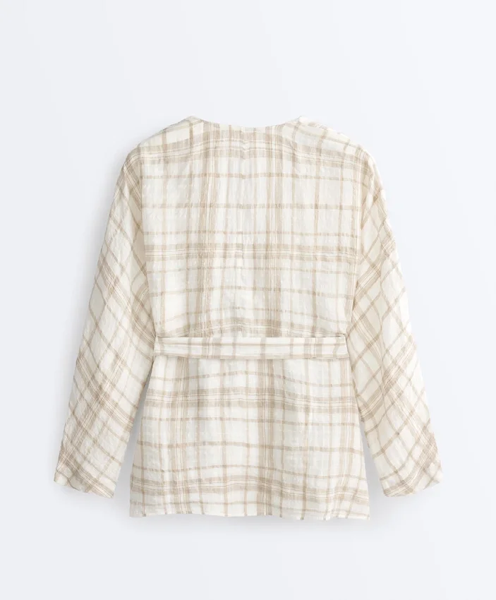 Chemise kimono en lin et lyocell à carreaux Chemise kimono en lin et lyocell à carreaux