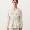 Chemise kimono en lin et lyocell à carreaux Chemise kimono en lin et lyocell à carreaux