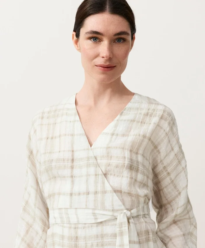 Chemise kimono en lin et lyocell à carreaux Chemise kimono en lin et lyocell à carreaux