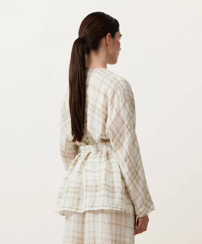 Chemise kimono en lin et lyocell à carreaux Chemise kimono en lin et lyocell à carreaux