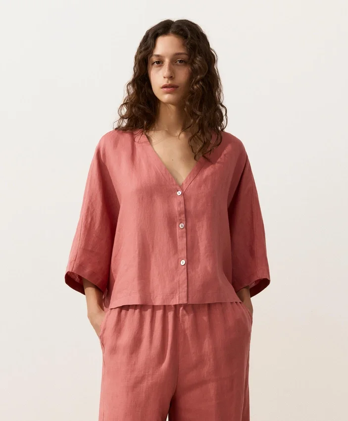 Chemise à manches courtes 100 % lin Chemise à manches courtes 100 % lin