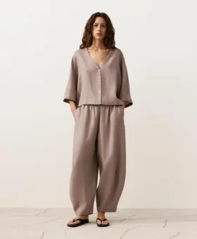 Chemise à manches courtes 100 % lin