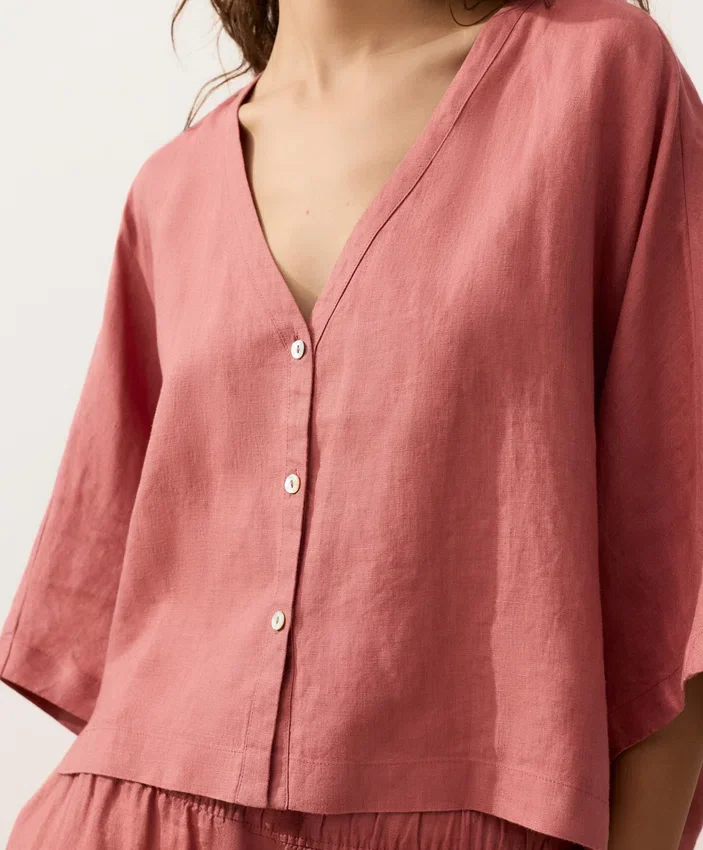 Chemise à manches courtes 100 % lin Chemise à manches courtes 100 % lin