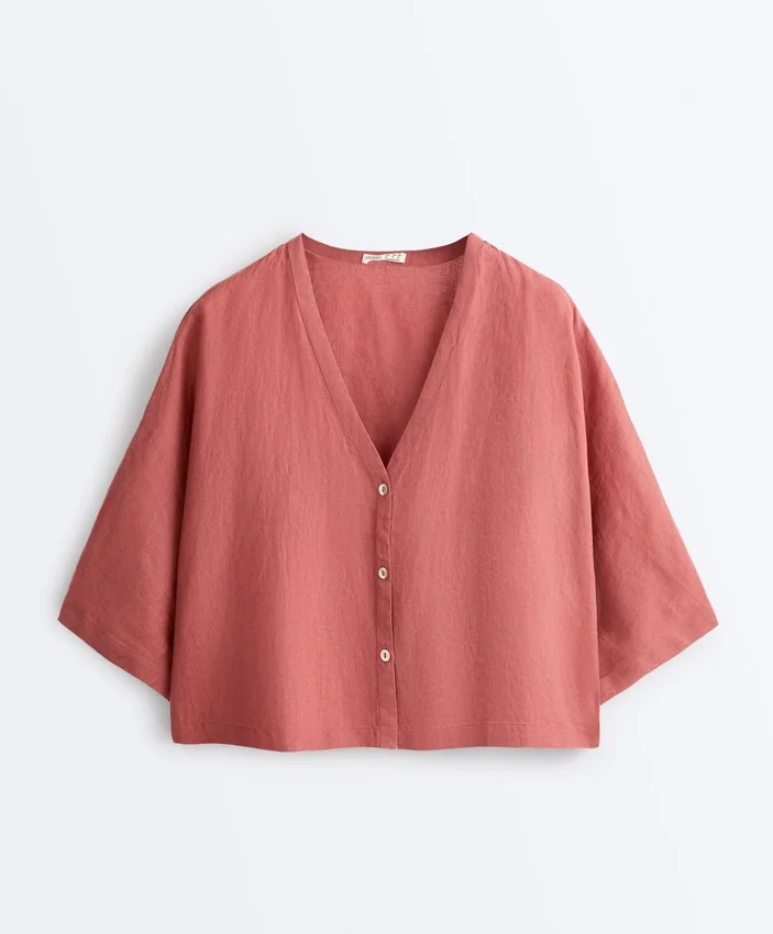 Chemise à manches courtes 100 % lin Chemise à manches courtes 100 % lin