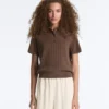 Chemise à manches courtes en maille ajourée Chemise à manches courtes en maille ajourée