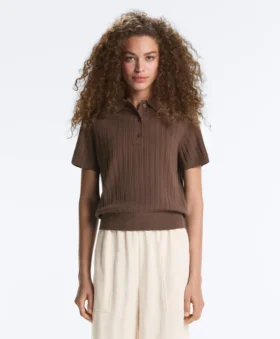 Chemise à manches courtes en maille ajourée