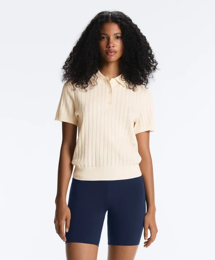 Chemise à manches courtes en maille ajourée Chemise à manches courtes en maille ajourée