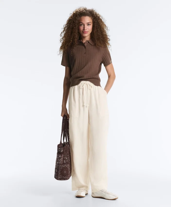 Chemise à manches courtes en maille ajourée Chemise à manches courtes en maille ajourée