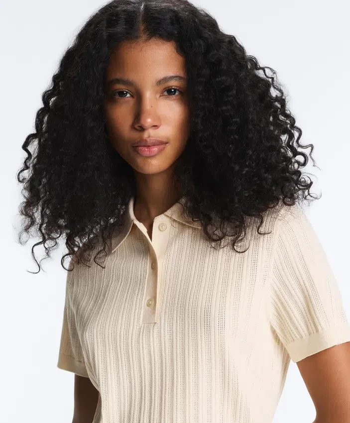 Chemise à manches courtes en maille ajourée Chemise à manches courtes en maille ajourée