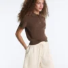 Chemise à manches courtes en maille ajourée Chemise à manches courtes en maille ajourée