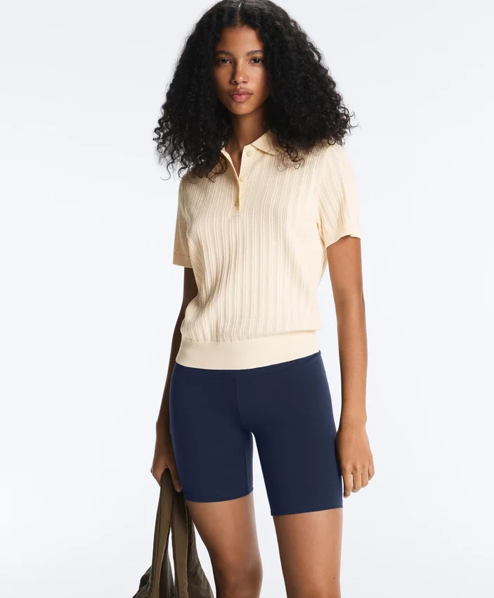 Chemise à manches courtes en maille ajourée Chemise à manches courtes en maille ajourée