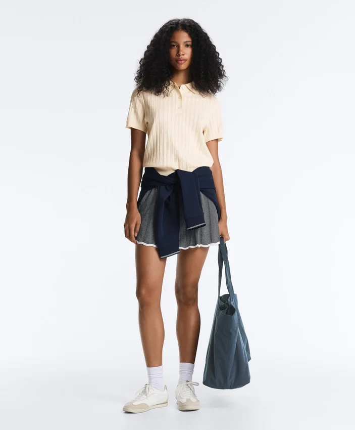 Chemise à manches courtes en maille ajourée Chemise à manches courtes en maille ajourée