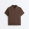 Chemise à manches courtes en maille ajourée Chemise à manches courtes en maille ajourée