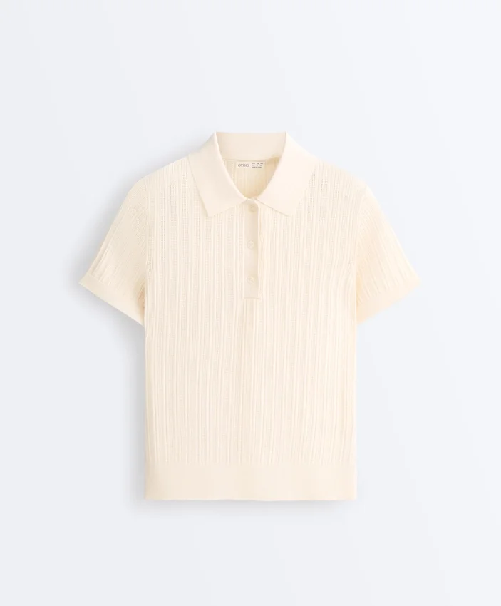 Chemise à manches courtes en maille ajourée Chemise à manches courtes en maille ajourée