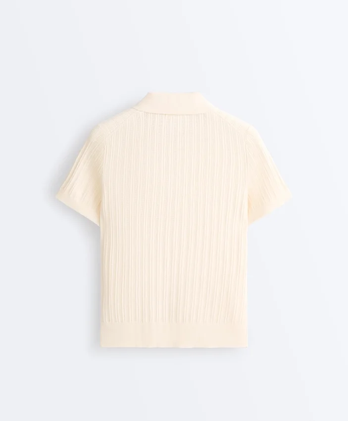 Chemise à manches courtes en maille ajourée Chemise à manches courtes en maille ajourée
