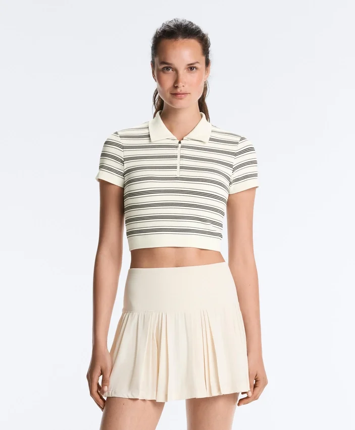 Chemise à manches courtes sans coutures à rayures Chemise à manches courtes sans coutures à rayures