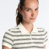 Chemise à manches courtes sans coutures à rayures Chemise à manches courtes sans coutures à rayures