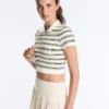 Chemise à manches courtes sans coutures à rayures Chemise à manches courtes sans coutures à rayures