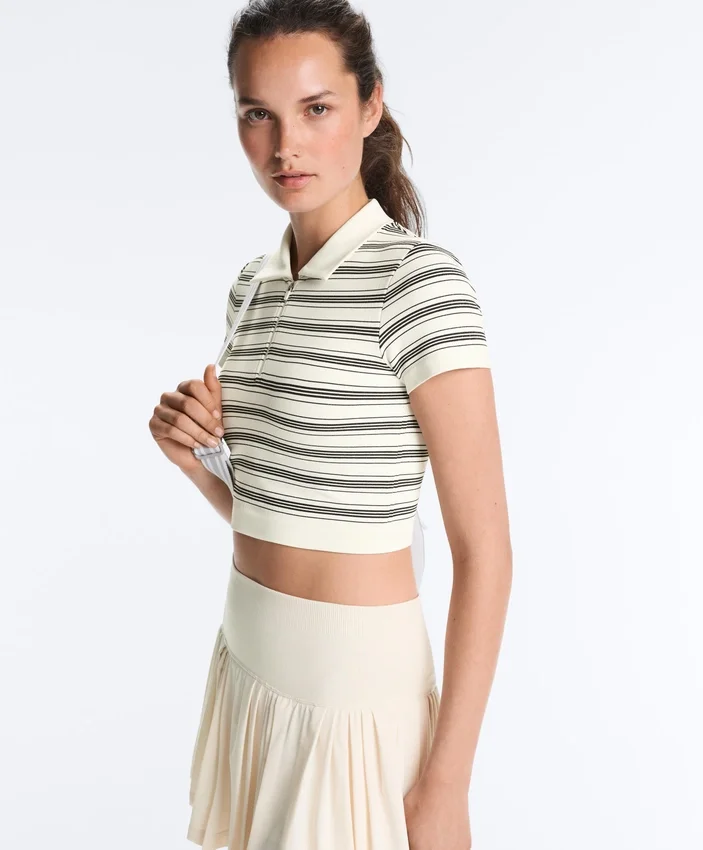 Chemise à manches courtes sans coutures à rayures Chemise à manches courtes sans coutures à rayures