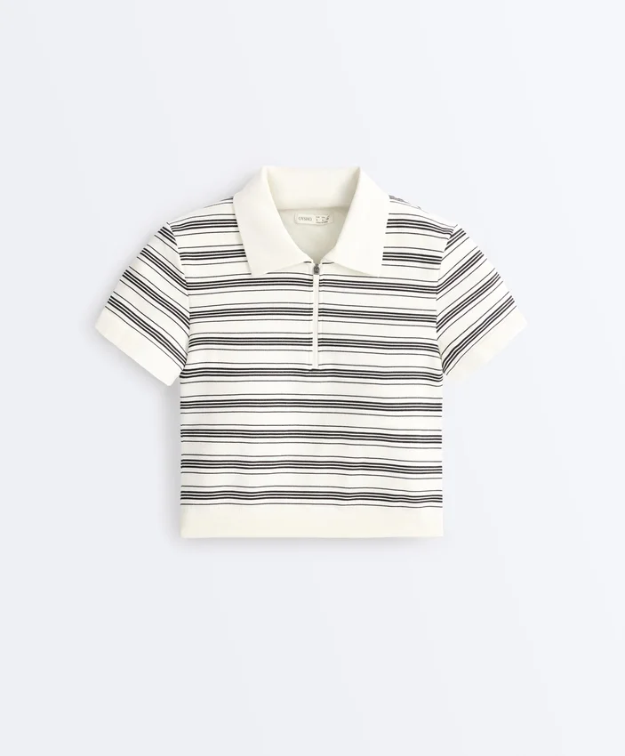 Chemise à manches courtes sans coutures à rayures Chemise à manches courtes sans coutures à rayures