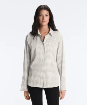 Chemise à manches longues en coton mélangé à carreaux