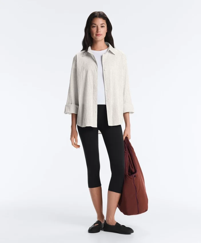 Chemise à manches longues en coton mélangé à carreaux Chemise à manches longues en coton mélangé à carreaux