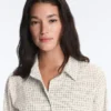 Chemise à manches longues en coton mélangé à carreaux Chemise à manches longues en coton mélangé à carreaux