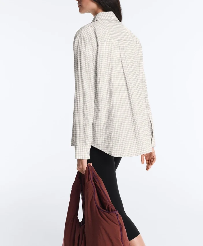 Chemise à manches longues en coton mélangé à carreaux Chemise à manches longues en coton mélangé à carreaux