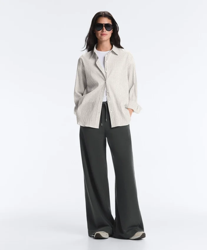 Chemise à manches longues en coton mélangé à carreaux Chemise à manches longues en coton mélangé à carreaux