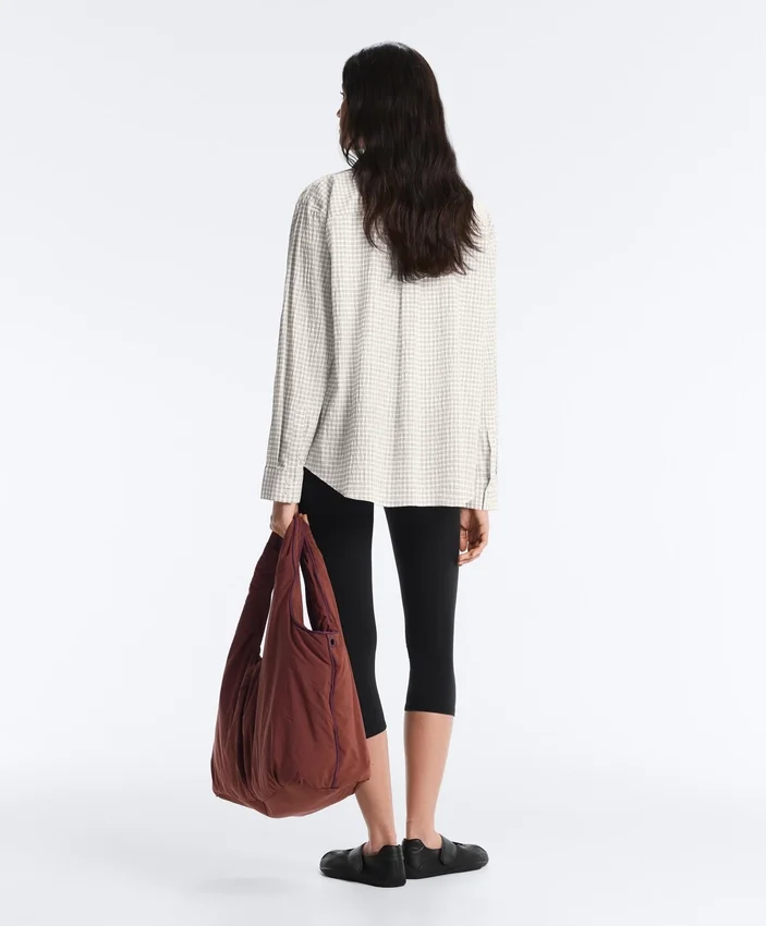 Chemise à manches longues en coton mélangé à carreaux Chemise à manches longues en coton mélangé à carreaux