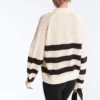 Chemise à manches longues en maille ajourée rayée 100 % coton Chemise à manches longues en maille ajourée rayée 100 % coton