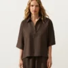 Chemise oversize à manches courtes 100 % lin Chemise oversize à manches courtes 100 % lin