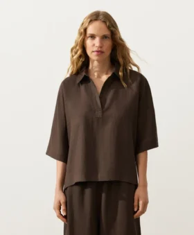 Chemise oversize à manches courtes 100 % lin