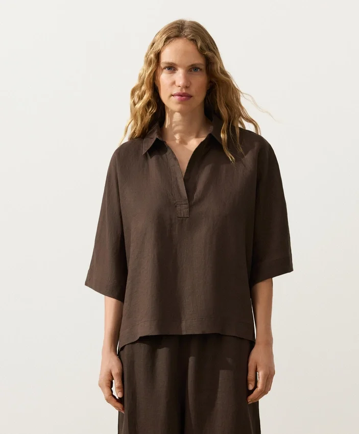 Chemise oversize à manches courtes 100 % lin Chemise oversize à manches courtes 100 % lin