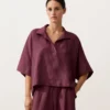 Chemise oversize à manches courtes 100 % lin