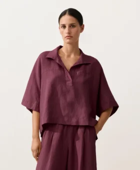 Chemise oversize à manches courtes 100 % lin