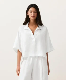 Chemise oversize à manches courtes 100 % lin