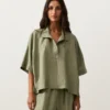 Chemise oversize à manches courtes 100 % lin
