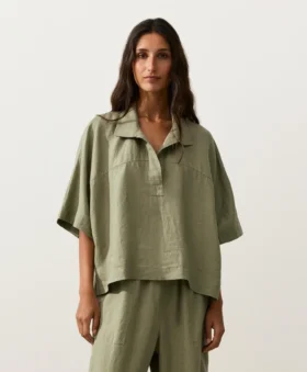 Chemise oversize à manches courtes 100 % lin