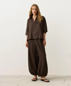 Chemise oversize à manches courtes 100 % lin