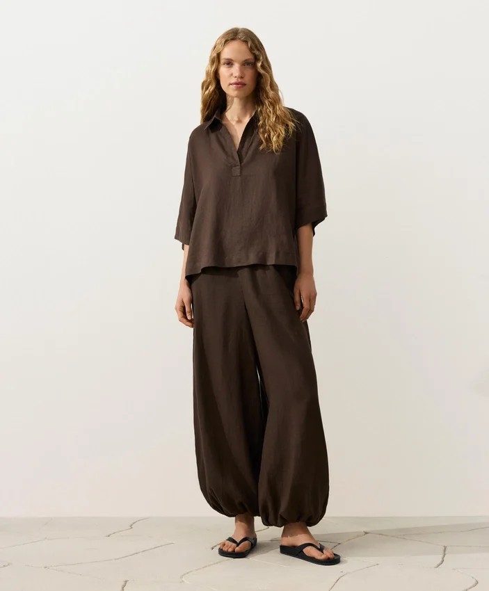 Chemise oversize à manches courtes 100 % lin Chemise oversize à manches courtes 100 % lin