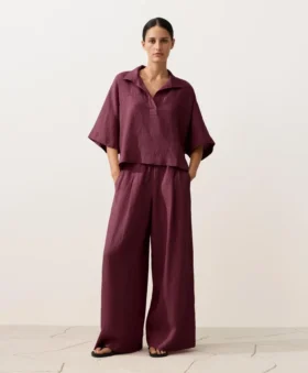 Chemise oversize à manches courtes 100 % lin